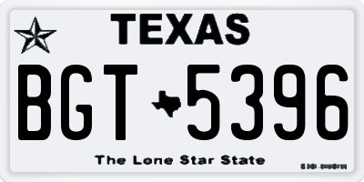 TX license plate BGT5396