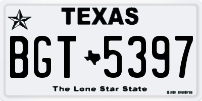 TX license plate BGT5397