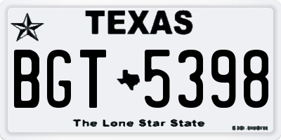 TX license plate BGT5398