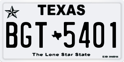 TX license plate BGT5401