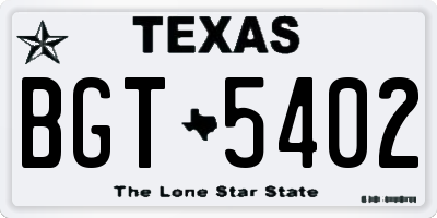 TX license plate BGT5402