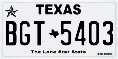 TX license plate BGT5403