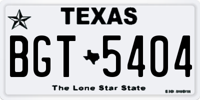 TX license plate BGT5404