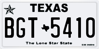 TX license plate BGT5410