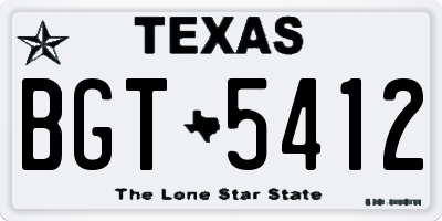 TX license plate BGT5412