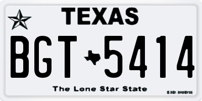 TX license plate BGT5414