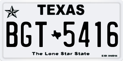 TX license plate BGT5416