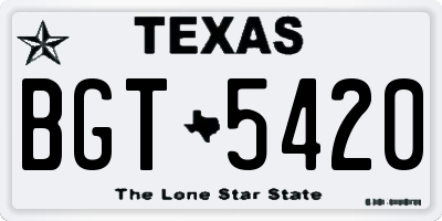 TX license plate BGT5420