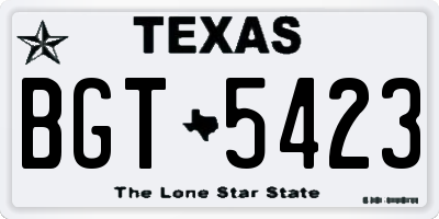 TX license plate BGT5423