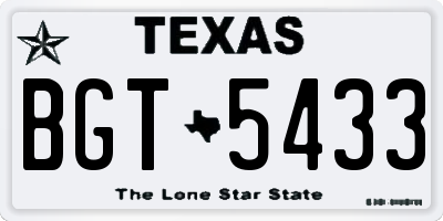TX license plate BGT5433