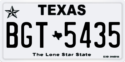 TX license plate BGT5435