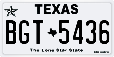 TX license plate BGT5436