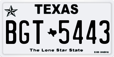 TX license plate BGT5443