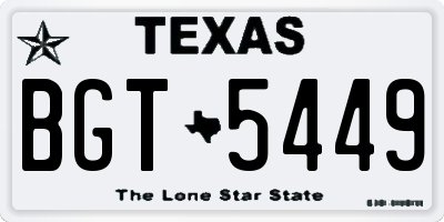 TX license plate BGT5449