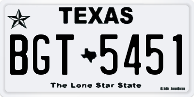 TX license plate BGT5451