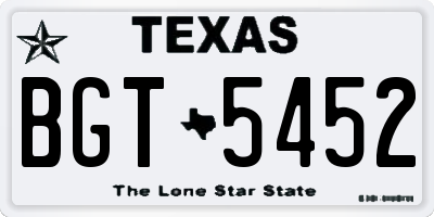 TX license plate BGT5452
