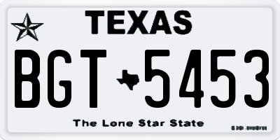 TX license plate BGT5453