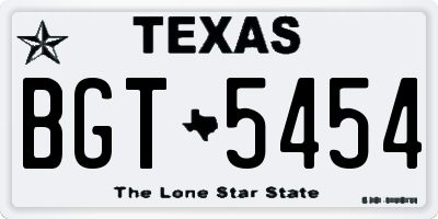 TX license plate BGT5454