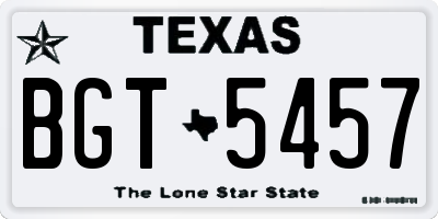 TX license plate BGT5457