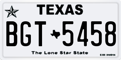 TX license plate BGT5458