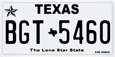 TX license plate BGT5460