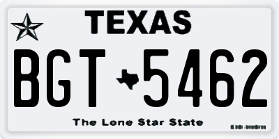 TX license plate BGT5462