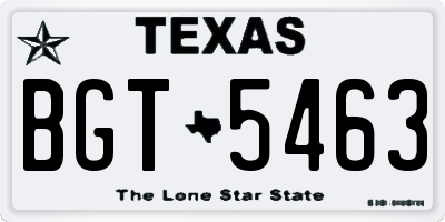 TX license plate BGT5463