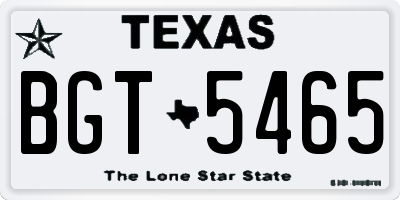 TX license plate BGT5465