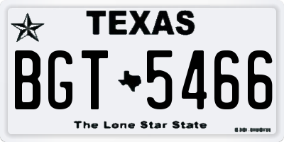 TX license plate BGT5466