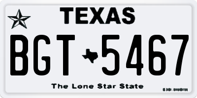 TX license plate BGT5467