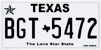 TX license plate BGT5472