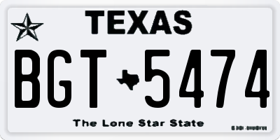 TX license plate BGT5474