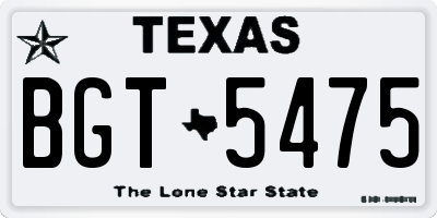 TX license plate BGT5475