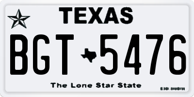 TX license plate BGT5476