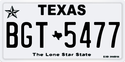 TX license plate BGT5477