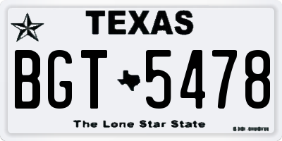 TX license plate BGT5478