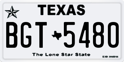 TX license plate BGT5480