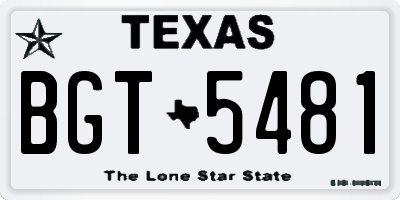 TX license plate BGT5481