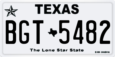 TX license plate BGT5482