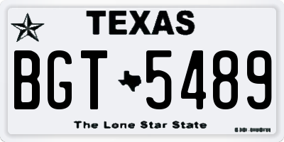 TX license plate BGT5489