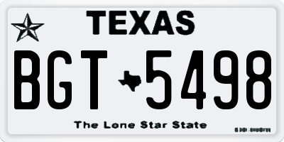 TX license plate BGT5498