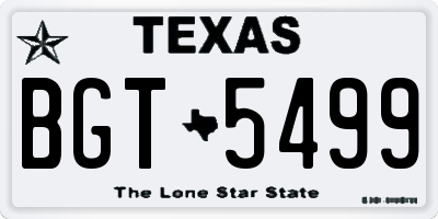 TX license plate BGT5499