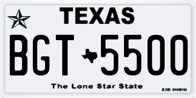 TX license plate BGT5500