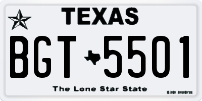 TX license plate BGT5501