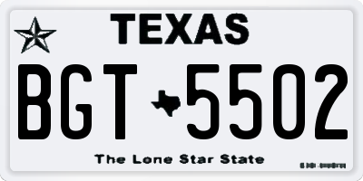 TX license plate BGT5502