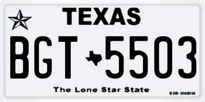 TX license plate BGT5503