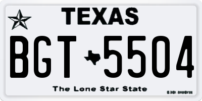 TX license plate BGT5504