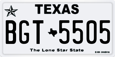 TX license plate BGT5505