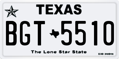 TX license plate BGT5510