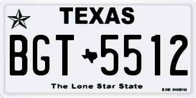 TX license plate BGT5512